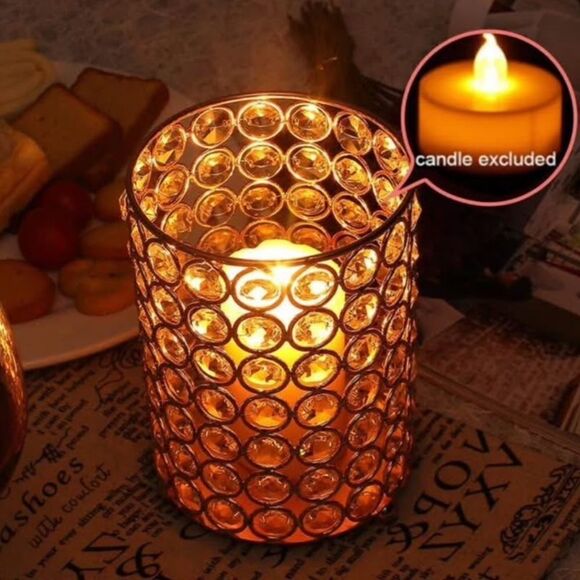 Homegoods Two Gold Crystal Metal Candleholders/Vases Centerpieces Table Decor EU - Picture 3 of 4